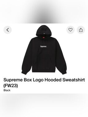 Supreme Black Box Logo Hooded Sweatshirt Size Medium